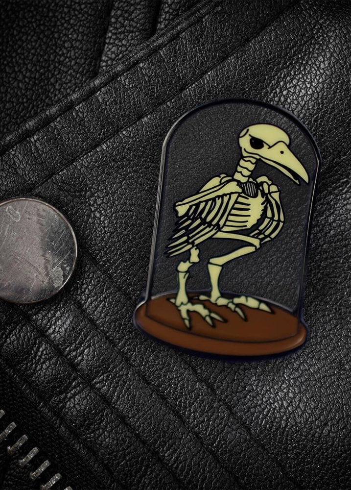 Extreme Largeness Crow Skeleton Enamel Pin