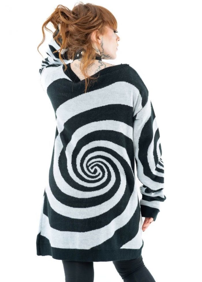 Woman in striped long cardigan