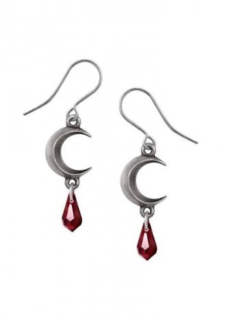 Alchemy Gothic Red Tears Of The Moon Earrings