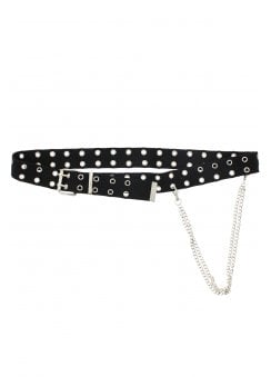 2 Row Grommet & Chain Webbing Belt