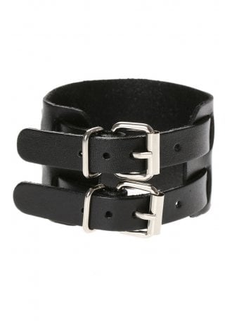 Attitude Clothing 2 Strap Leather Wristband