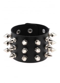 3 Row Spiked Hex Stud Wristband