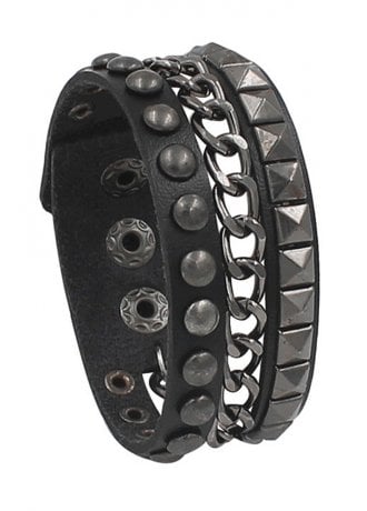 Attitude Clothing 3 Row Stud & Chain Wristband