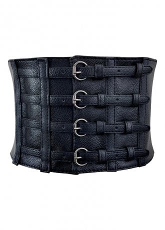 Attitude Clothing 4 Buckle Faux Leather Corset Belt