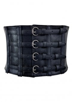 4 Buckle Faux Leather Corset Belt