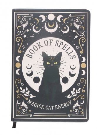 Attitude Clothing Black Cat Magick Book Of Spells A5 Notebook & Pen