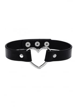 Attitude Clothing Black Heart Ring Choker