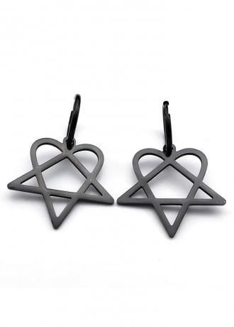 Attitude Clothing Black Heartagram Earrings
