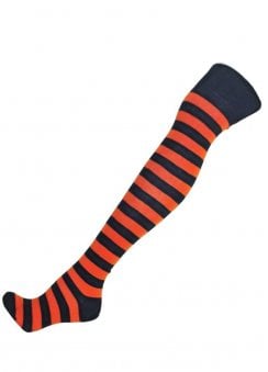 Black & Orange Striped Over The Knee Socks