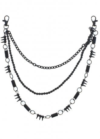 Attitude Clothing Black-Out Spikes Triple Wallet Chain