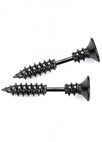 Attitude Clothing Black Screw Stud Earrings