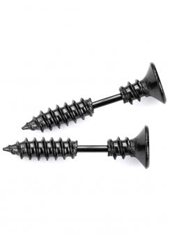 Black Screw Stud Earrings
