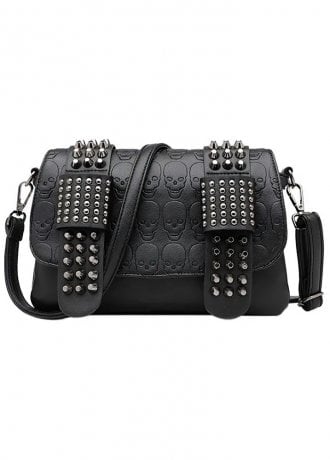 Attitude Clothing Faux Leather Skulls & Studs Bag