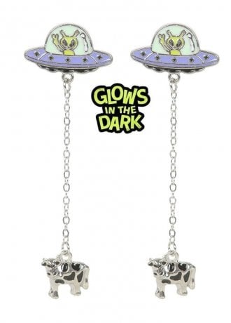 Attitude Clothing Glow In The Dark Alien Abduction Earrings