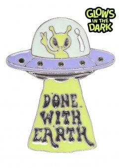 Glow In The Dark UFO Enamel Pin Badge