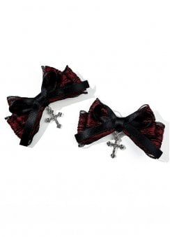 Gothic Cross Lace Hair Bows