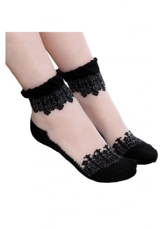 Attitude Clothing Gothic Ruffle Ankle Socks