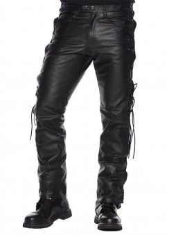 Lace-Up Leather Biker Trousers
