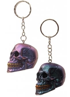 Metallic Skull Keyring