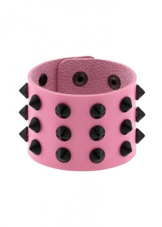 Attitude Clothing Pink 3 Row Conical Stud Wristband
