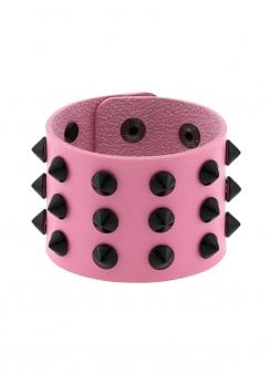 Pink 3 Row Conical Stud Wristband