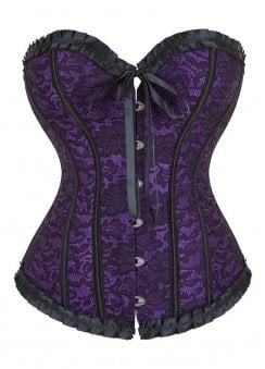 Purple Satin Corset With Black Lace