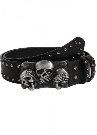 Attitude Clothing See No Evil Triple Skull Belt