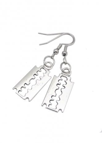 Attitude Clothing Small Razor Blade Drop Earrings