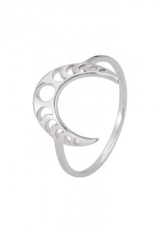 Attitude Clothing Stainless Steel Crescent Moon Phase Ring