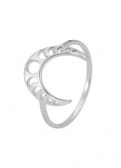Stainless Steel Crescent Moon Phase Ring