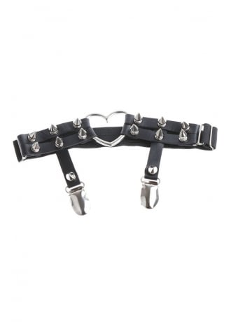 Attitude Clothing Studded Heart Thigh Garter
