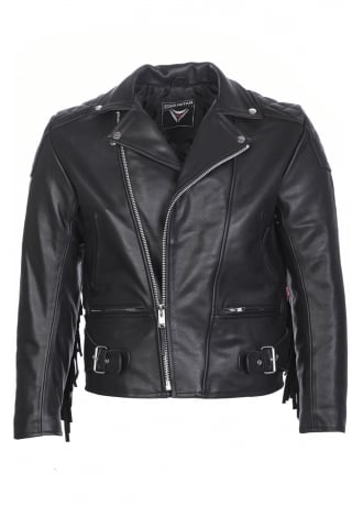 Attitude Clothing Tasseled Leather Biker Jacket