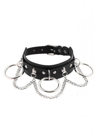 Attitude Clothing Triple O-Ring Chain & Stud Choker