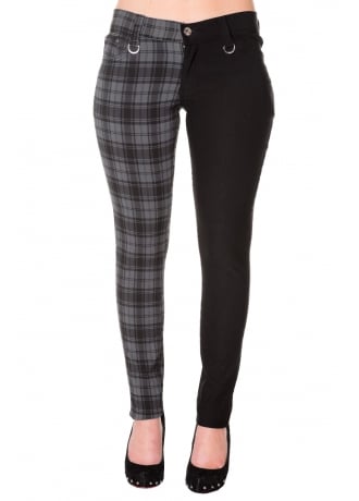 Banned Apparel Checked Half & Half Skinny Jeans