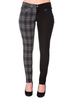 Checked Half & Half Skinny Jeans
