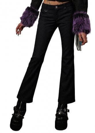 Banned Apparel Gravepunk Pinstripe Low-Rise Flares