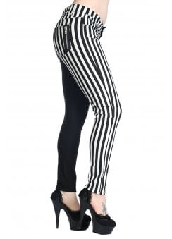 Half Black White Half Striped Skinny Jeans