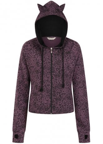 Banned Apparel Purple Leopard Vampire Kitty Hoodie