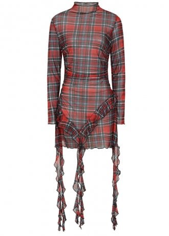 Banned Apparel Wicked Rose Mesh Tartan Dress