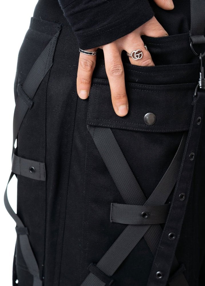 Chemical Black Alaric Baggy Bondage Pants – Men's Black Wide Leg