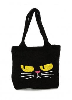 Black Cat Furry Tote