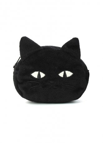 Comeco Furry Black Coin Purse With White Eyes