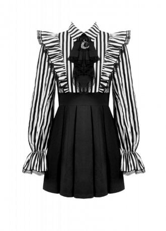 Dark In Love Lolita Dark Striped Preppy Dress