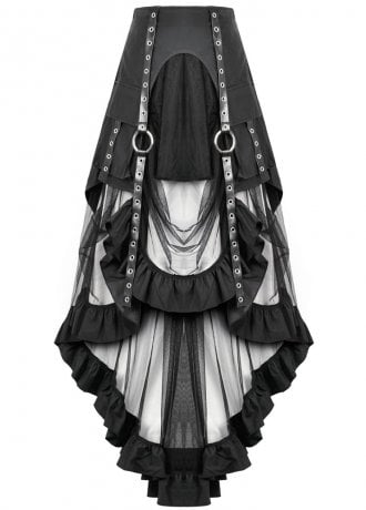 Dark In Love Metal Studded Punk Skirt with Mesh Tail