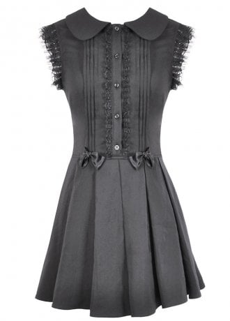 Dark In Love Pleated Skirt & Bow Detail Sleeveless Dress