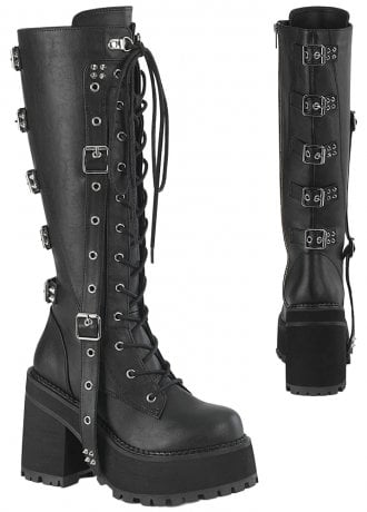 DemoniaCult Assault 218 Strap Knee High Boot