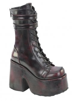 Camel 250 Black-Burgundy Rub Off Platform Boot