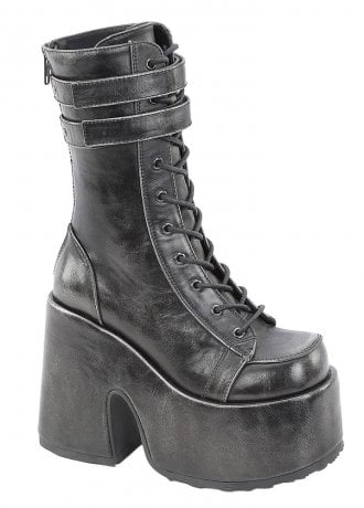 DemoniaCult Camel 250 Black-Silver Rub Off Platform Boot