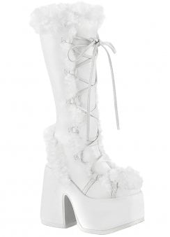 Camel 311 White Faux Fur Knee High Boot