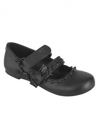 DemoniaCult Daisy 08 Skull Buckle Ballet Flat